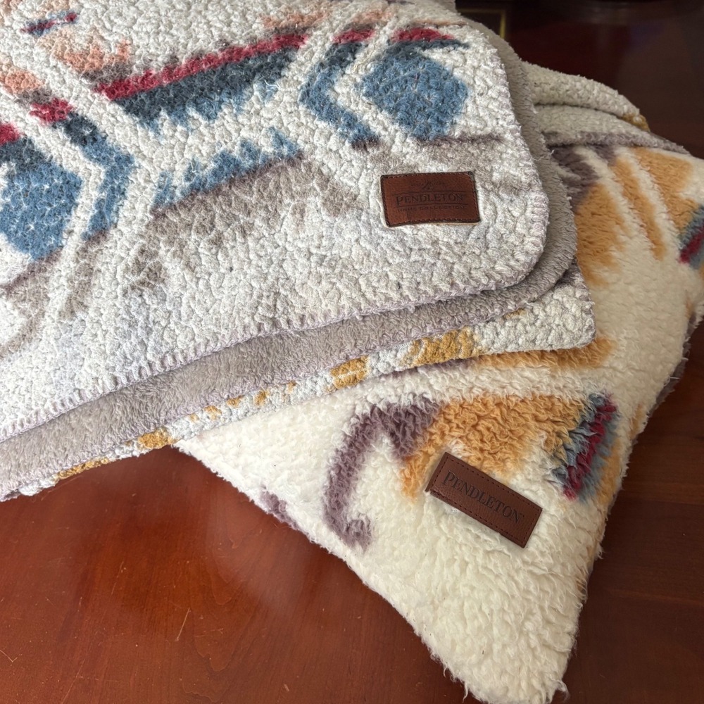 Pendleton Home Collection Sherpa Fleece Throw Blanket and Body Pillow Set